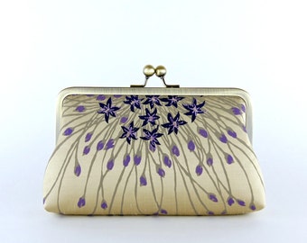 Gold & Violet Silk Clutch, wedding clutch, wedding bag, bridesmaid clutch, Bridal clutch, Purse for wedding