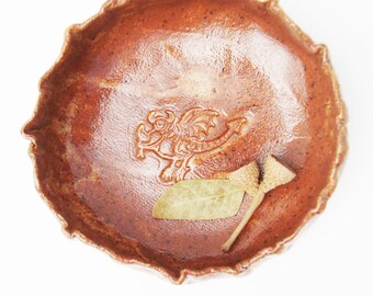 Cinnamon Monster Bowl, Hobbitware Bowl, Small Wrinkled Tableware. Pottery Rustic, Primitive Dwarven