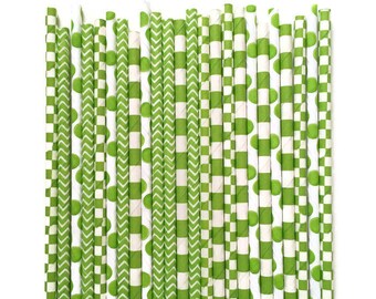 24 Green Paper Straws // Green Straws // Light Green Straws // Light Green Paper Straws // Green Party Decor // Lime Green Straws