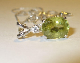 Sphene Titanite Pendant Necklace in Sterling - Genuine Natural Gemstone