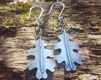 Handmade Sterling Silver Oak Leaf Earrings