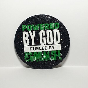 2.25 Black/White/Green Bling Powered By God