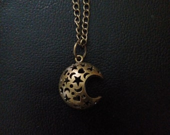 Bronze crescent moon necklace-bronze moon jewelry-crescent moon pendant