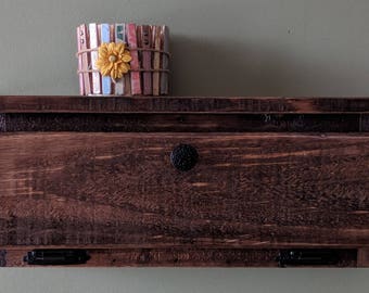 Key Holder Organizer Cabinet with Top Shelf made from Rustic Reclaimed and Repurposed Pallet Wood