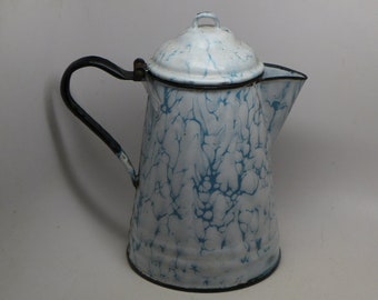 Graniteware Coffee Pot - Antique Coffee Pot - Enamelware Coffee Pot