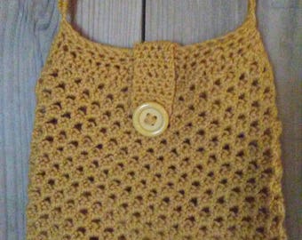 Handmade crocheted crossbody bag/ hand bag/ yellow crossbody bag/ crocheted purse