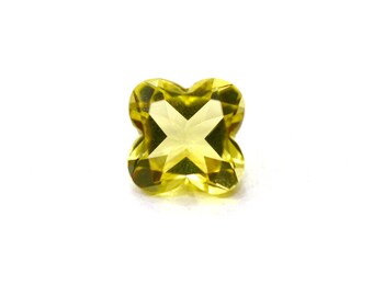 Natural Lemon Quartz Fancy Flower Shape Checker Cut Faceted 7.10 Cts 12x12mm