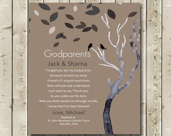 Godparents Gift - Gift from Godchild - Personalized Godparents Gift - Baptism Gift For Godparents - Godparents Thank You - In Any Color