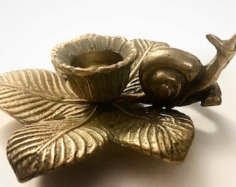 Sweetest Set of 2 Vintage Brass Snail Candleholders