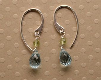 Blue Topaz Earrings, December Birthstone Earrings, Gemstone Dangle Earrings, Healing Gemstone Jewelry