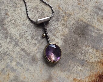 Sterling Silver Necklace, Amethyst Gemstone Necklace, Amethyst Pendant