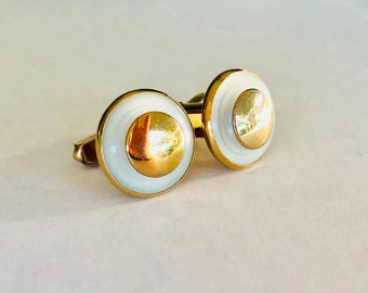 Swank Glass Circle Cuff Links
