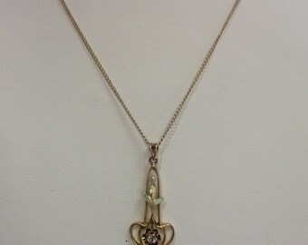 Antique 10kt Yellow Gold Lavalier Necklace