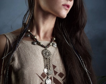 Boho necklace, kuchi necklace, tribal necklace