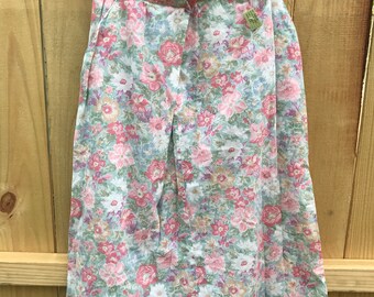 Vintage 70s Pastel Floral Midi Skirt / XS Floral Midi Skirt