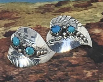 Beautiful Sterling Silver Navajo Turquoise Earrings