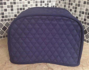 Navy Blue 2 Slice Quilted Fabric Kitchen Storage Toaster Cover Made To Order