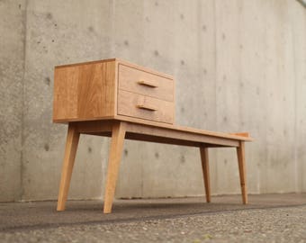Cherry Foyer Bench Mid-Century Modern