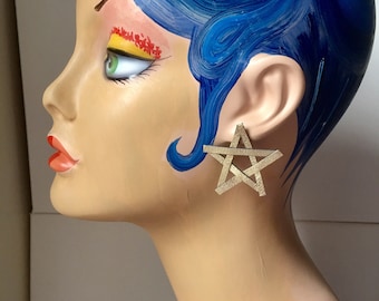 Metallic Gold Star Statement Earrings