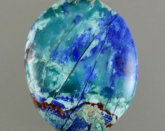 Blue Bird Azurite Cabochon, Blue Bird Azurite Cab, Designer Blue Bird Cab, Pendant Cab, Gift Cab, C3051, Hand Cut by 49erMinerals