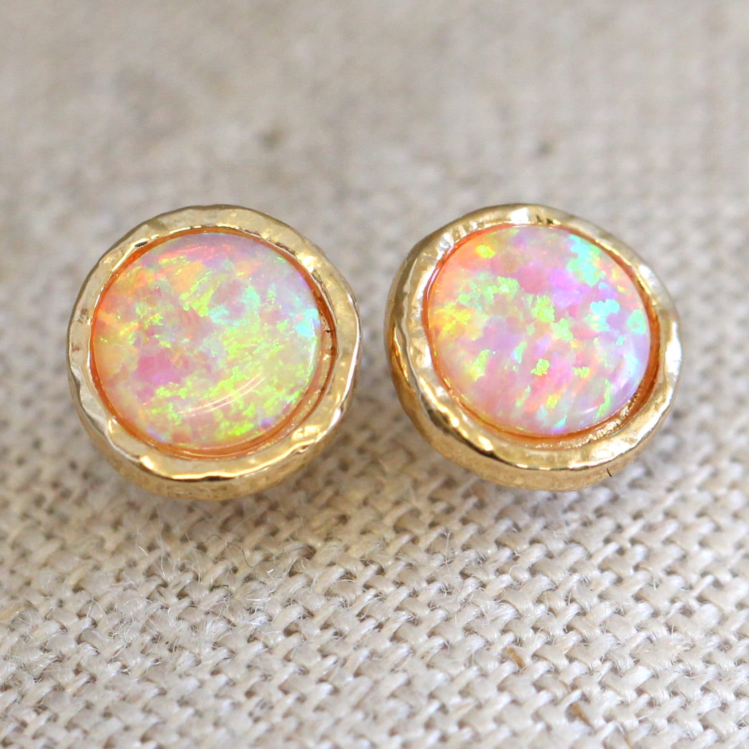 Opal EarringsOpal stud earringsFire Opal earrings Gold Opal