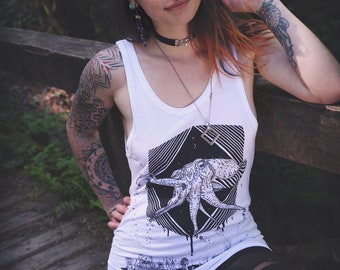 The Pharaoh Cuttlefish - Unisex Bamboo & Organic Cotton Tank Top/ Cuttlefish / Nature / Octopus / Squid / ocean tank / Sea creature Geometry