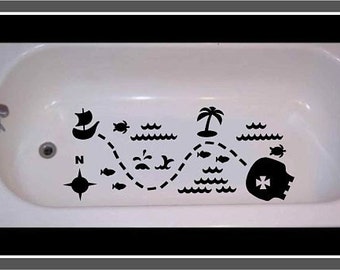 Non-skid decal for bathtub, shower Treasure Map