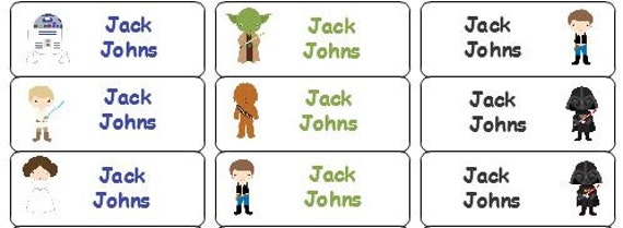 30 personalized waterproof name labels star wars name labels