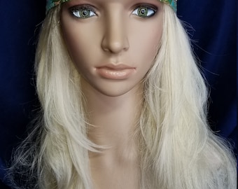 Long green scarf With all clear swarovski crystals