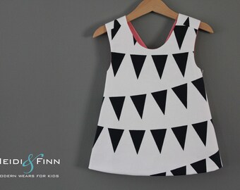 Modern Bunting Sweet pinafore 12m 2t 3t 4/5t tunic top black white ready to ship