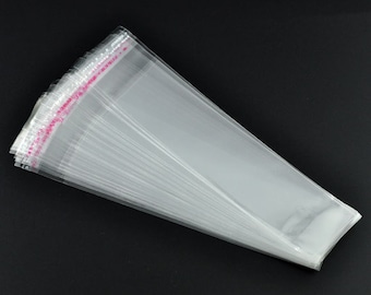 200 Resealable Self-Sealing Bags, usable space 13.5x3.5cm (5-1/2" x 1-3/8"), bulk package cello bags, cellophane jewelry bags, bag0012