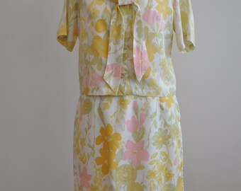 Beautiful handmade Floral 60's Two Piece Suit