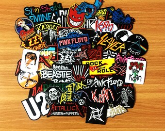 50 pcs. RANDOM Wholesale Embroidered Iron On Patch Music Rock Punk Band Music Heavy, Wholesale Mixed sizes Random, Music Rock Punk