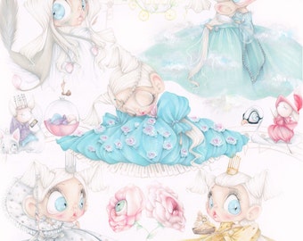 Donkeyskin pop surrealism fairytale jacques demy catherine deneuve pastel art print