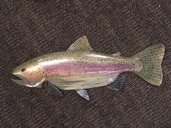 Rainbow Trout Metal Wall Sculpture 24in Lodge Cottage Lake Cabin Art