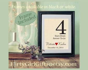 4 Year Anniversary Gift for Husband | Gift for Her | Linen Anniversary Gifts | 4th Anniversary | Gift for Wife | Linen Fabric Print (6517)
