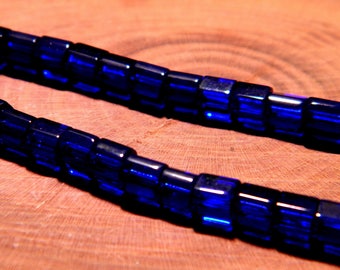 70 glass beads - cube with 4 mm - crystal - blue night PG6 way