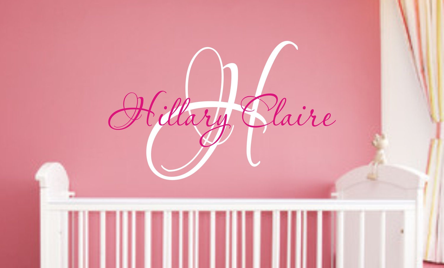Baby Girl Nursery Wall Decal Monogram Name Vinyl Lettering