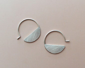 Hoop earrings sterling silver hoops geometric earrings modern hoop earrings minimal earrings circle earrings boho earrings - amejewels