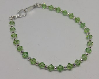 Peridot Swarovski Crystal and Steel Bracelet (August Birthstone)