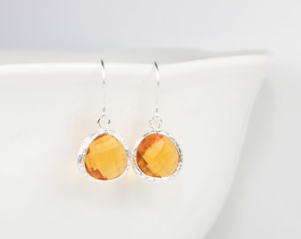 November Birthstone Topaz Silver Earrings, Topaz Silver Dangle Earrings, Silver Earrings, November Birthstone Earrings, Bridesmaid Earrings