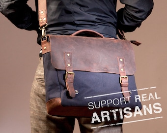 Canvas Laptop Bag Man, Men Bag, Waxed Canvas Bag, Men Laptop Bag, Canvas Men Bag, Waxed Bag