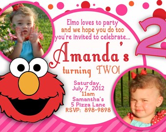 Reserved CUSTOM PHOTO Invitations Elmo Birthday Invitation - You Print - PRINTABLE - I Customize You Print - 4x6 or 5x7