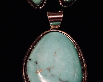 Seafoam Turquoise Pendent encased in Sterling Silver