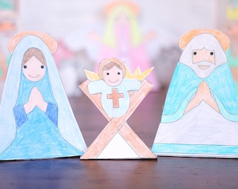 Printable Nativity Set Advent Calendar Coloring Pages for Christmas