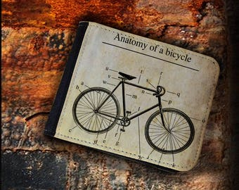Valentine's gift Perfect Christmas gift Bicycle anathomy vintage book hipster bike shop lover wallet