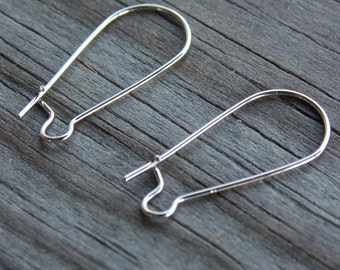 12 Pairs Stainless Steel Kidney Earwires 25mm 304 Surgical Stainless