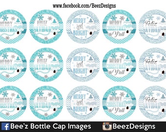 INSTANT DOWNLOAD- Merry & Bright- 1inch Bottlecap Images- 4x6 Digital Collage Sheet