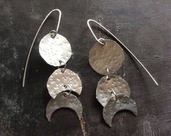 Vertical moon phase earrings