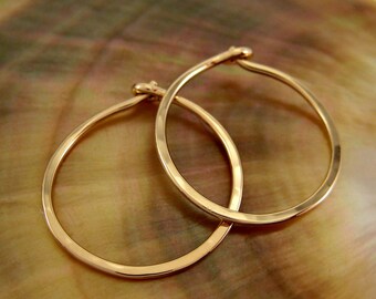 Solid 14kt Gold Hammered Hoop Earrings, Simple Gold Hoops, Classic Gold Hoop Earrings, 3/4" 14kt Gold Hoops, Last Minute Gifts, Mothers Day
